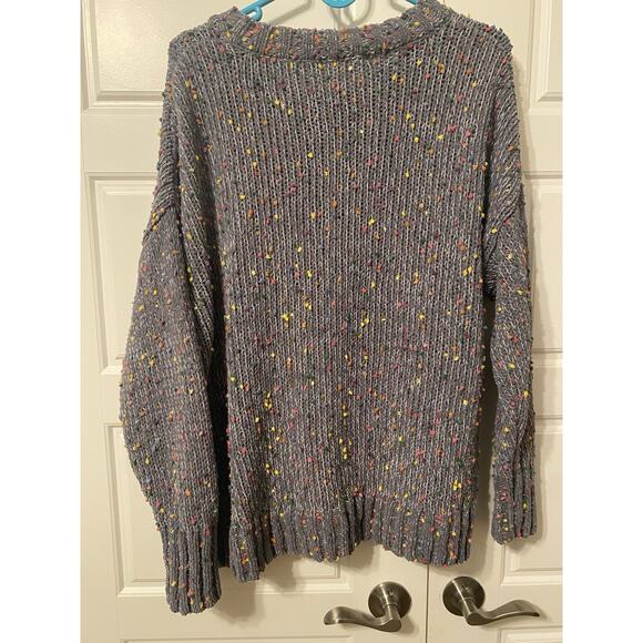 Seven 7 Seven7 Sweater Womens Chunky Knit Confetti Pullover Size Large Gray - Picture 2 of 15